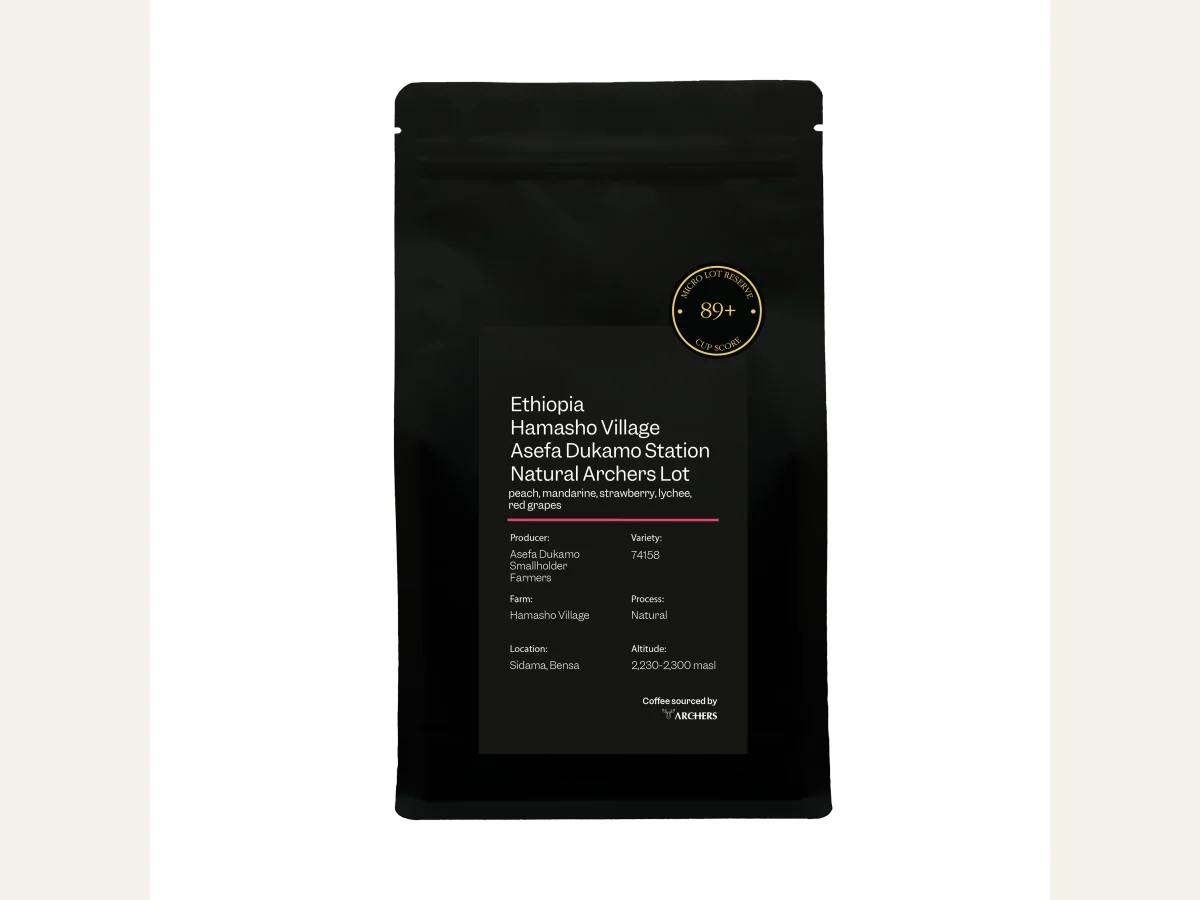 Ethiopia - Hamasho Village Asefa Dukamo Station Natural Archers Lot coffee bag