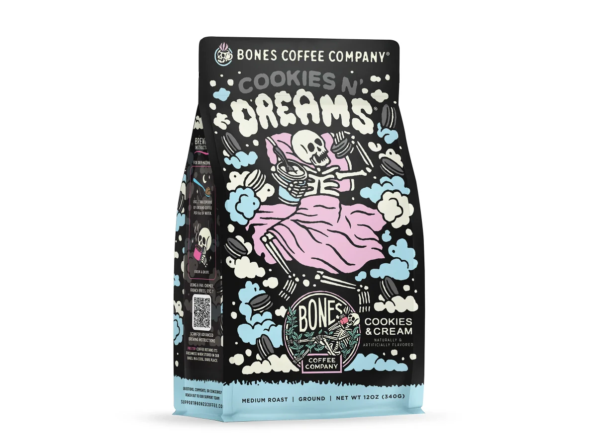 Bones Coffee Company Cookies N’ Dreams coffee bag